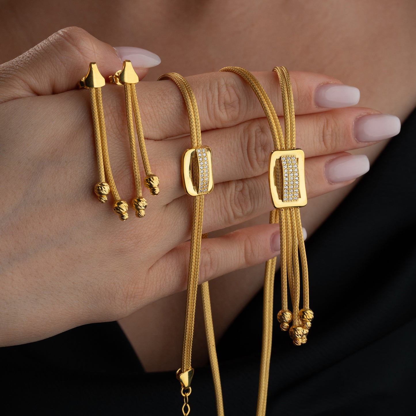 Elegant Loop 925 Ayar Gümüş Ayarlanabilir Takı Seti