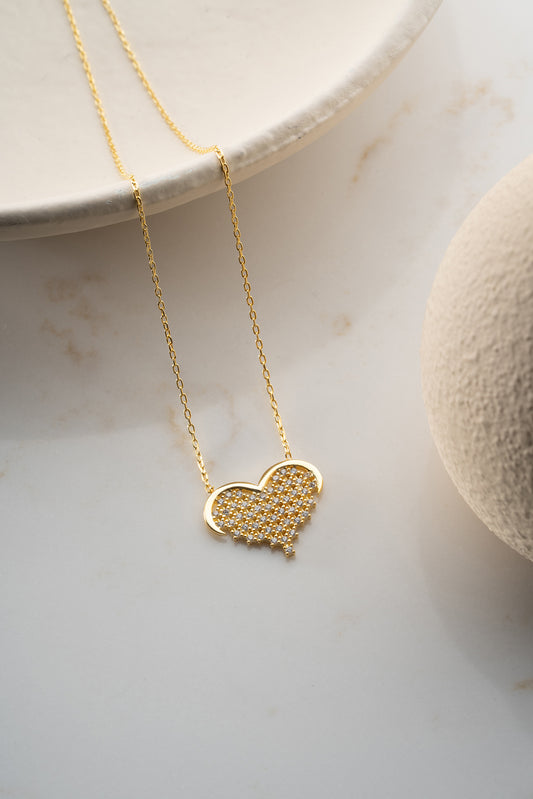 Stone Heart Necklace - 925 Sterling Silver