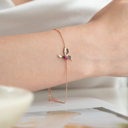 Bee Bird Bracelet - 925 Sterling Silver Rose