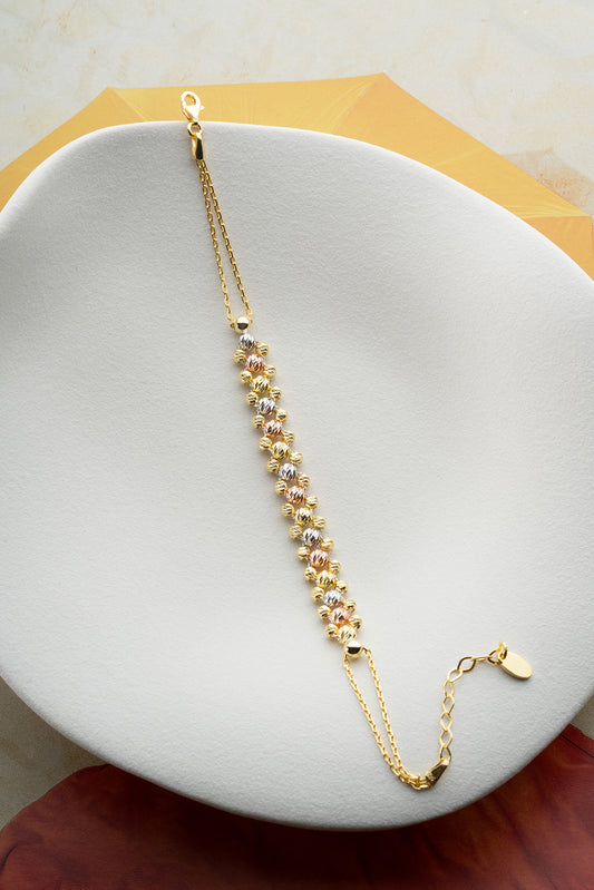 Dreifarbiges Armband aus 925er Silber mit Perlen