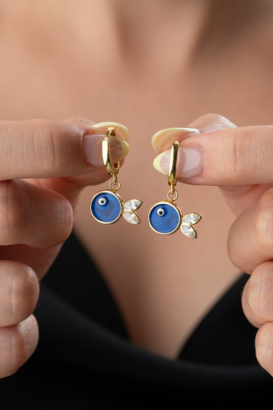 Marbliss Gece Mavisi Sallantılı Küpe