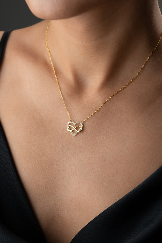 Heart & Infinity Necklace - 925 Sterling Silver