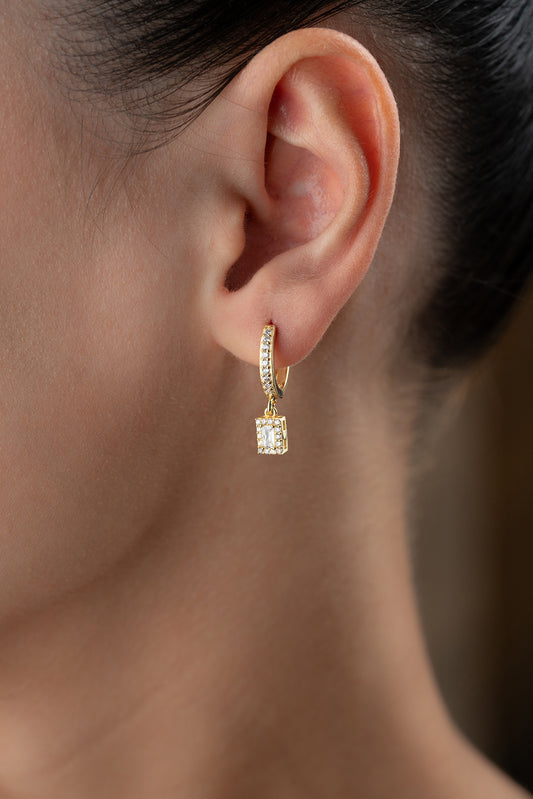 925 Sterling Silver Baguette Stone Earrings