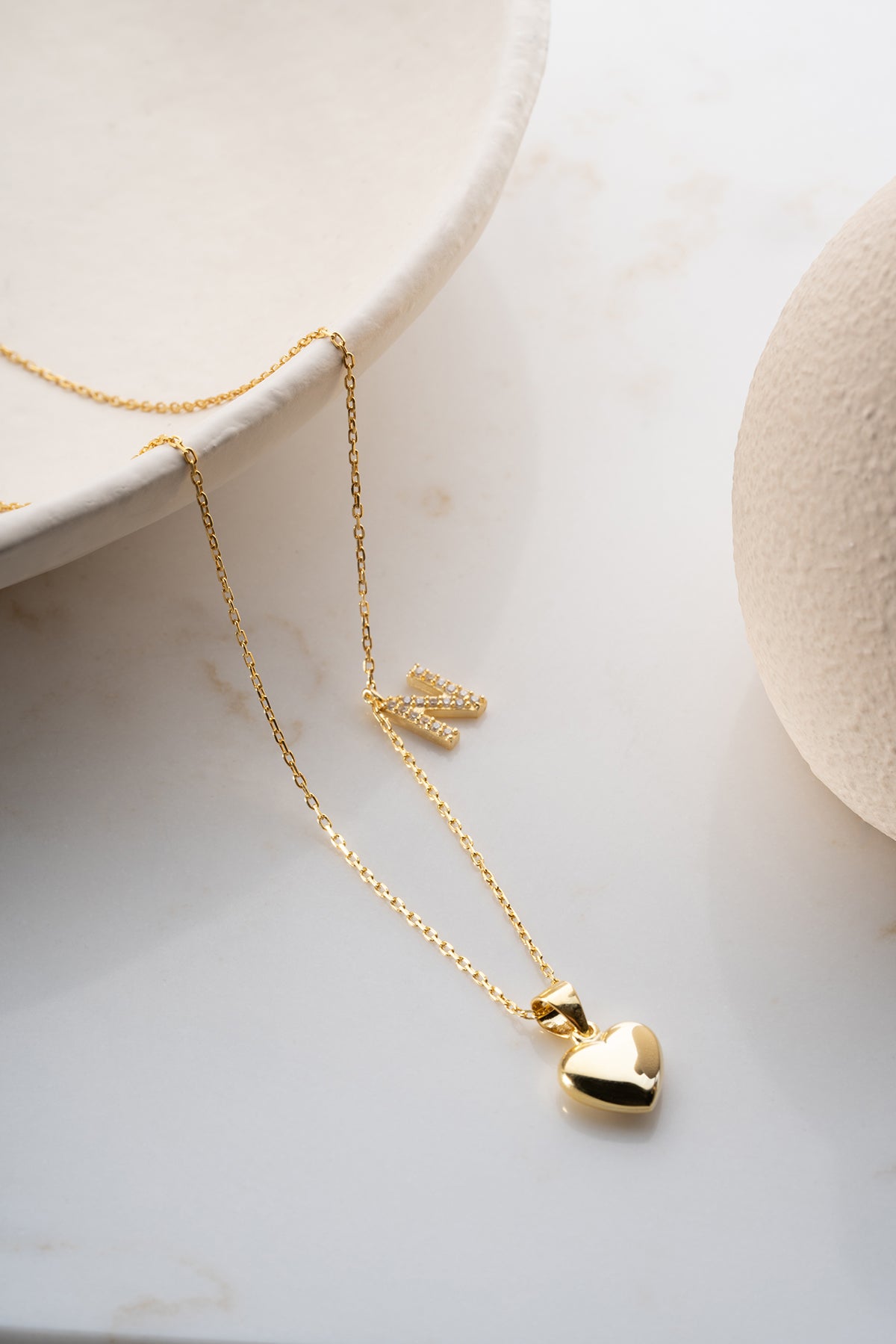 925 Sterling Silver Heart Letter Necklace