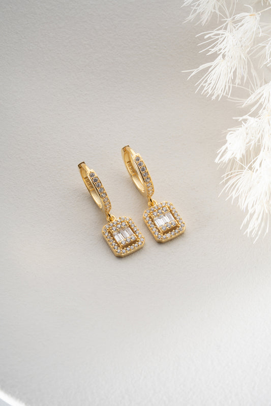 925 Sterling Silver Baguette Stone Earrings