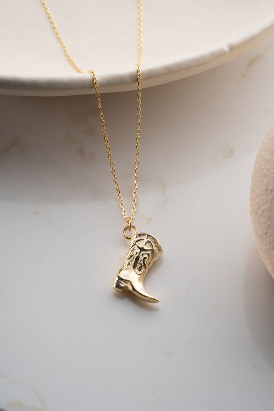 Western cowboy boots necklace - 925 sterling silver