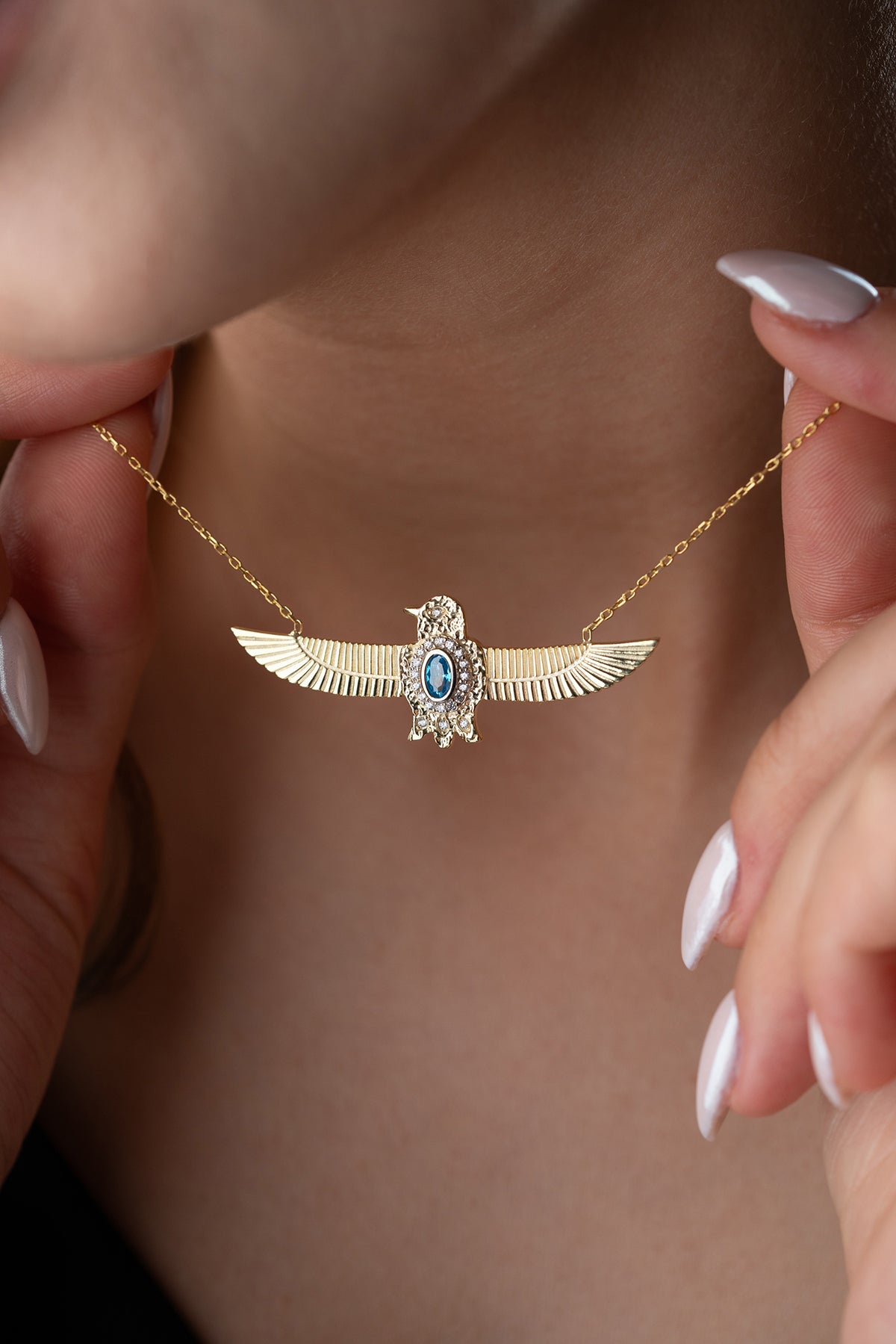 Royal Blue Adlerflügel Silberkette