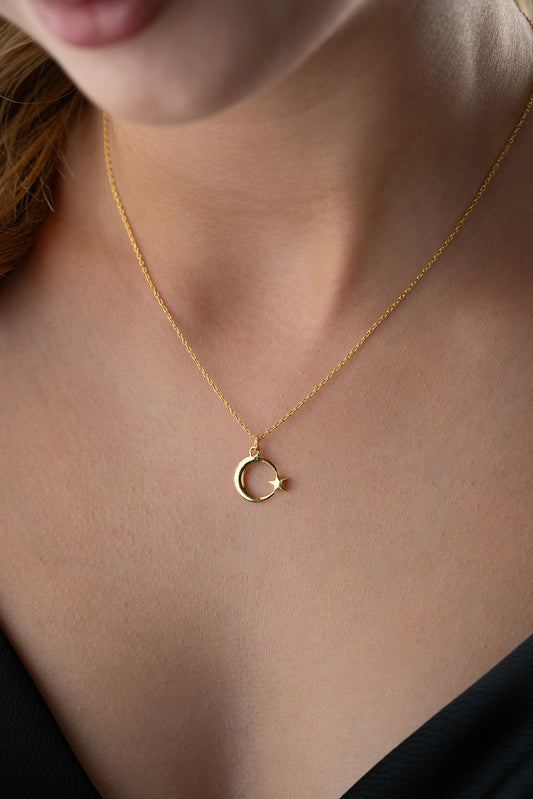 Ay Yıldız Gümüş Kolye