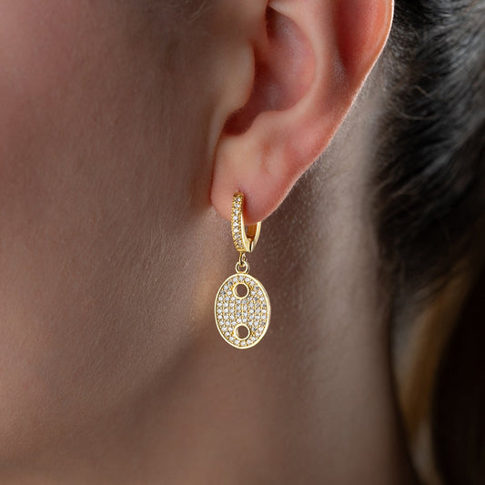 Aurora oval glittering gold plated earrings