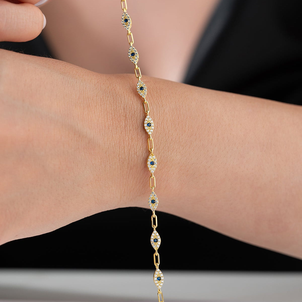 Blue Aura Auge Armband – 925 Silber