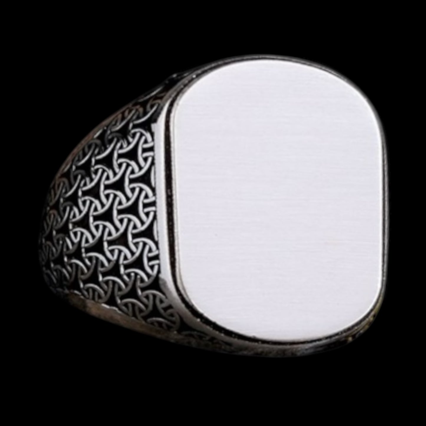 925 STERLING Silver Monogram 3 -Lotter Male Ring -4