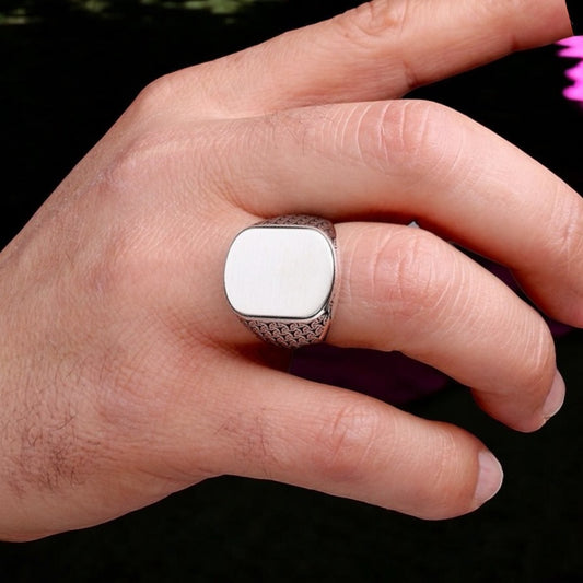 925 Monogramme en argent sterling 2 lettres Male Ring -5