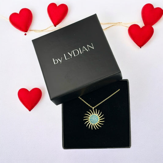 Turquoise Stone Sun Silver Necklace