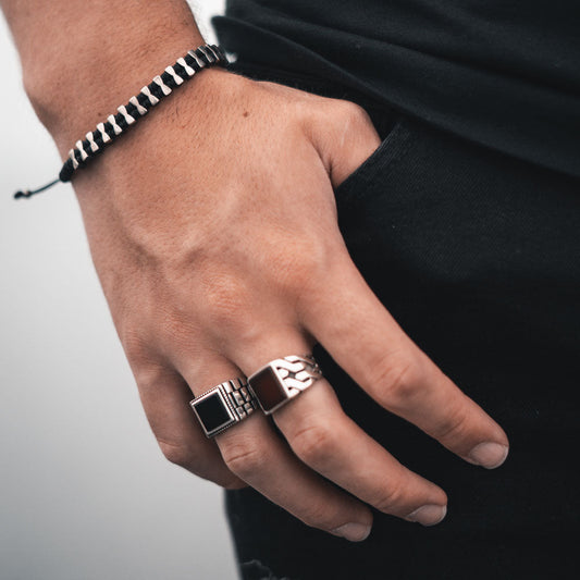 Herrenring 925er Silber mit Onyx