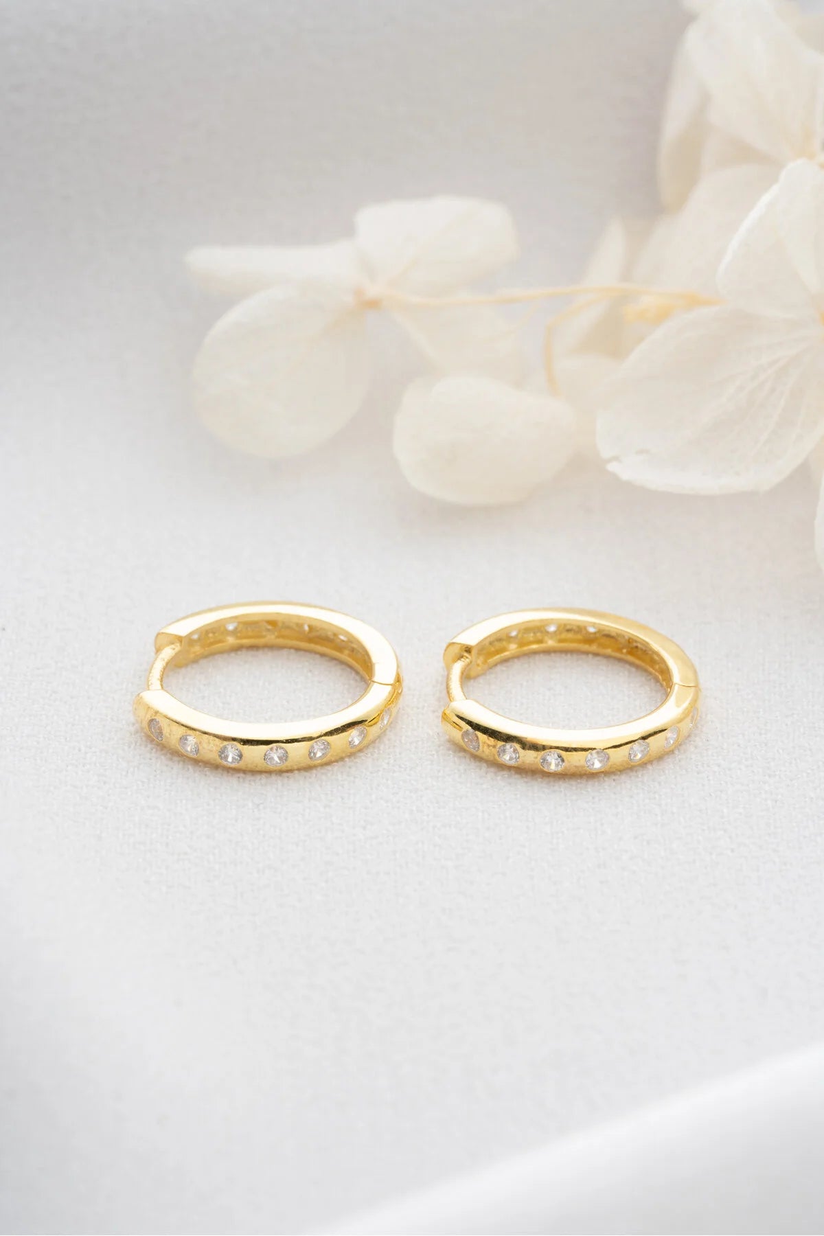 Minimalist Stone Hoop Earrings | 925 Sterling Silver