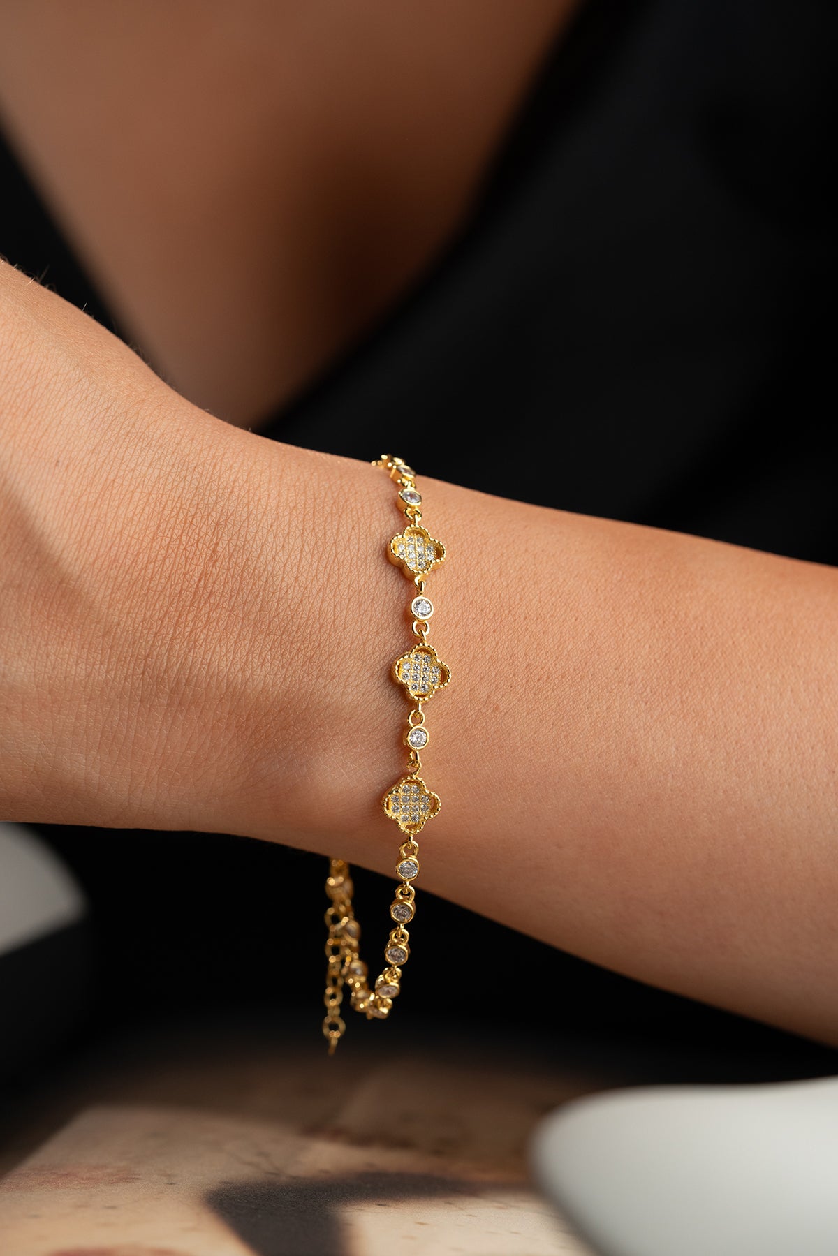 Bracelet Trèfle avec Zirconia | Argent 925