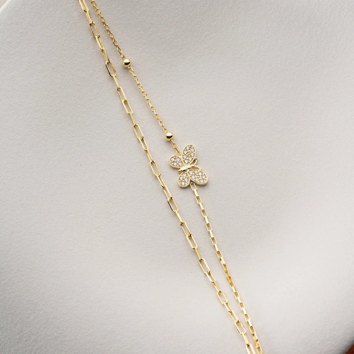 Butterfly Double Chain Bracelet | 925 Sterling Silver