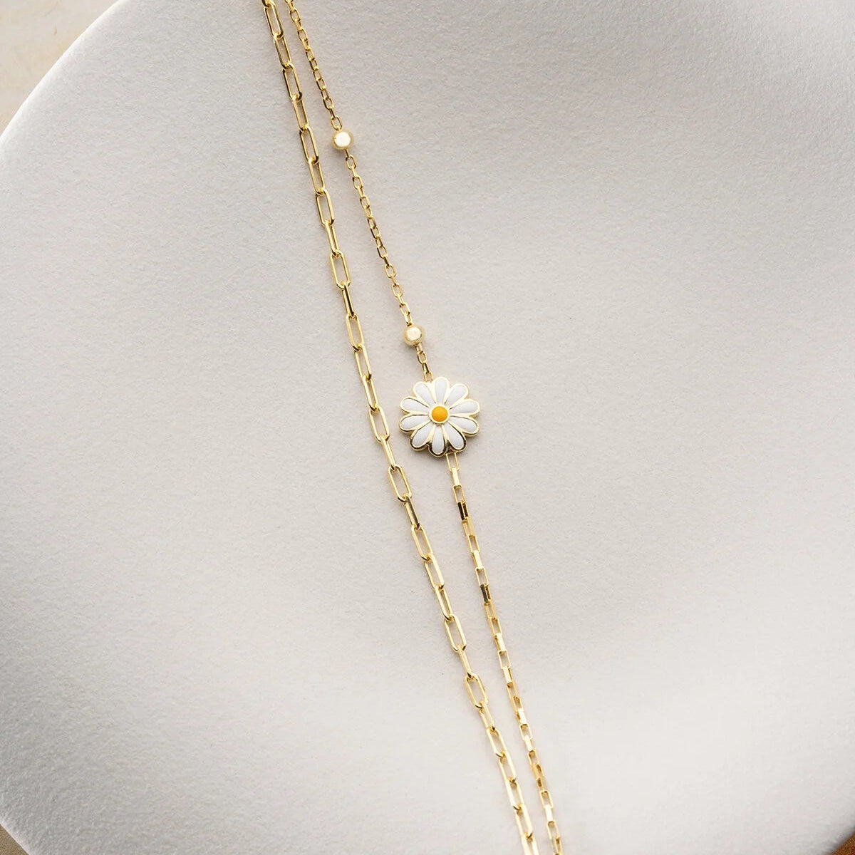 Bracelet Double Chaîne Marguerite | Argent 925