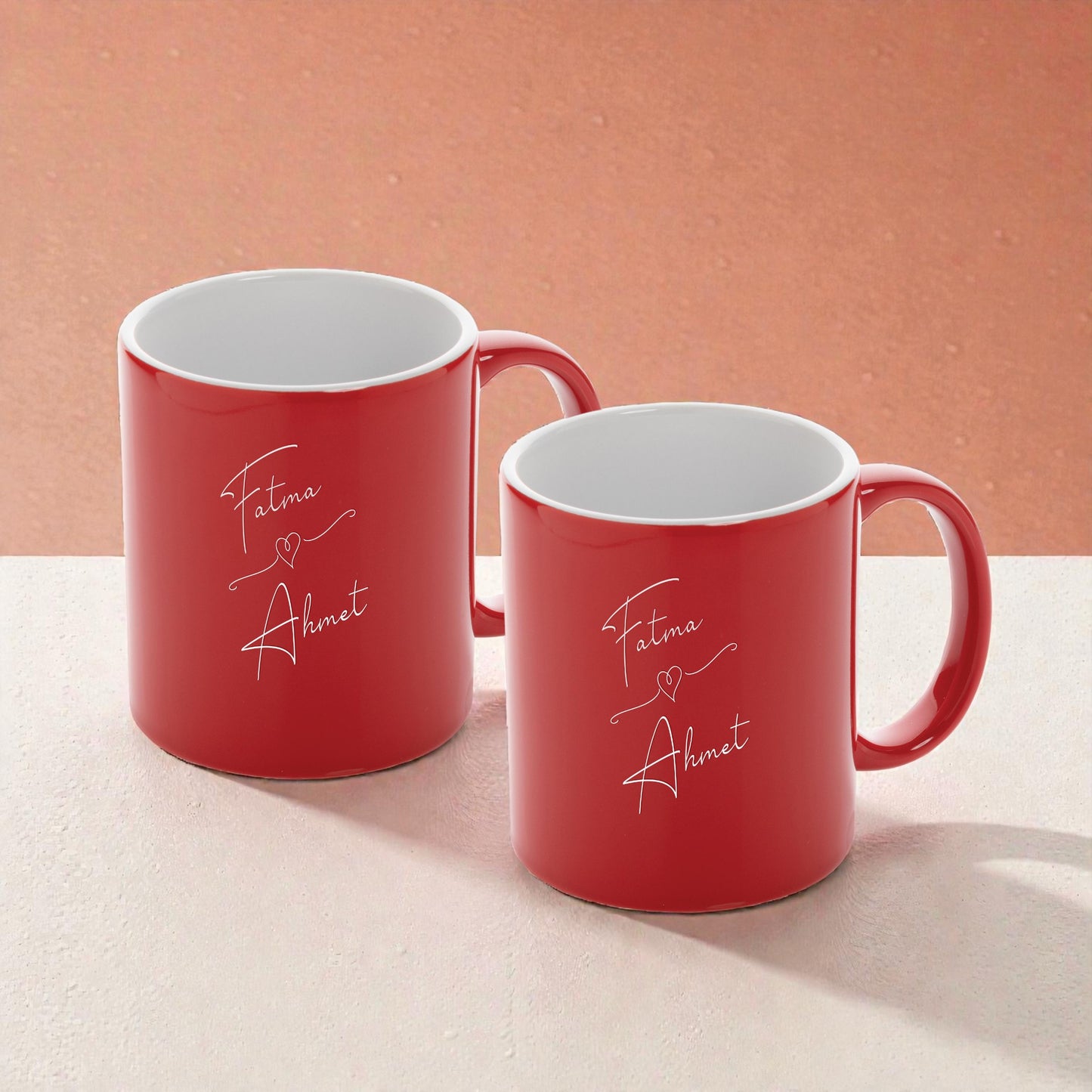 Kişiye Özel Kalpli Kupa İkili Set