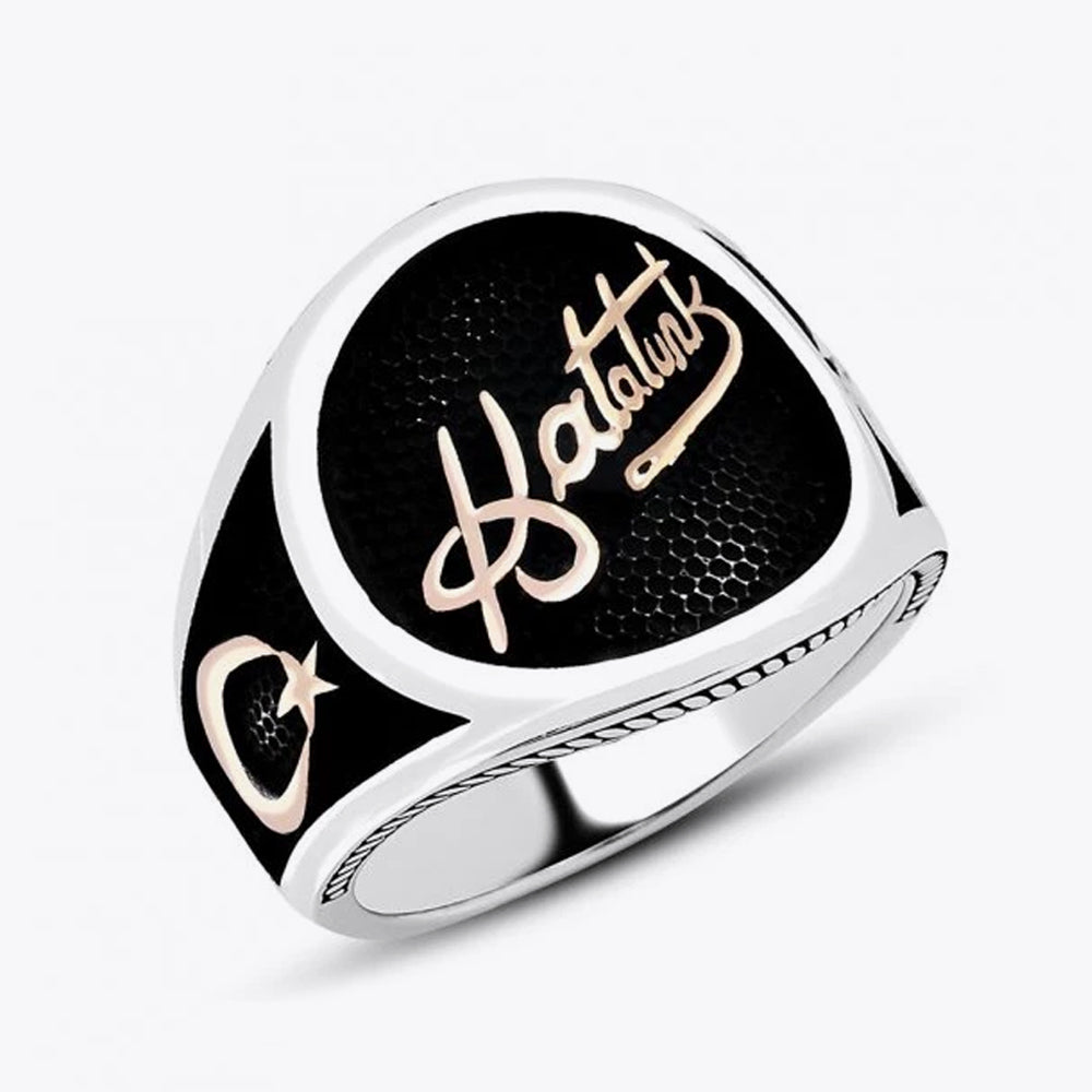 Ayyıldız Atatürk İmzalı Erkek Gümüş Yüzük