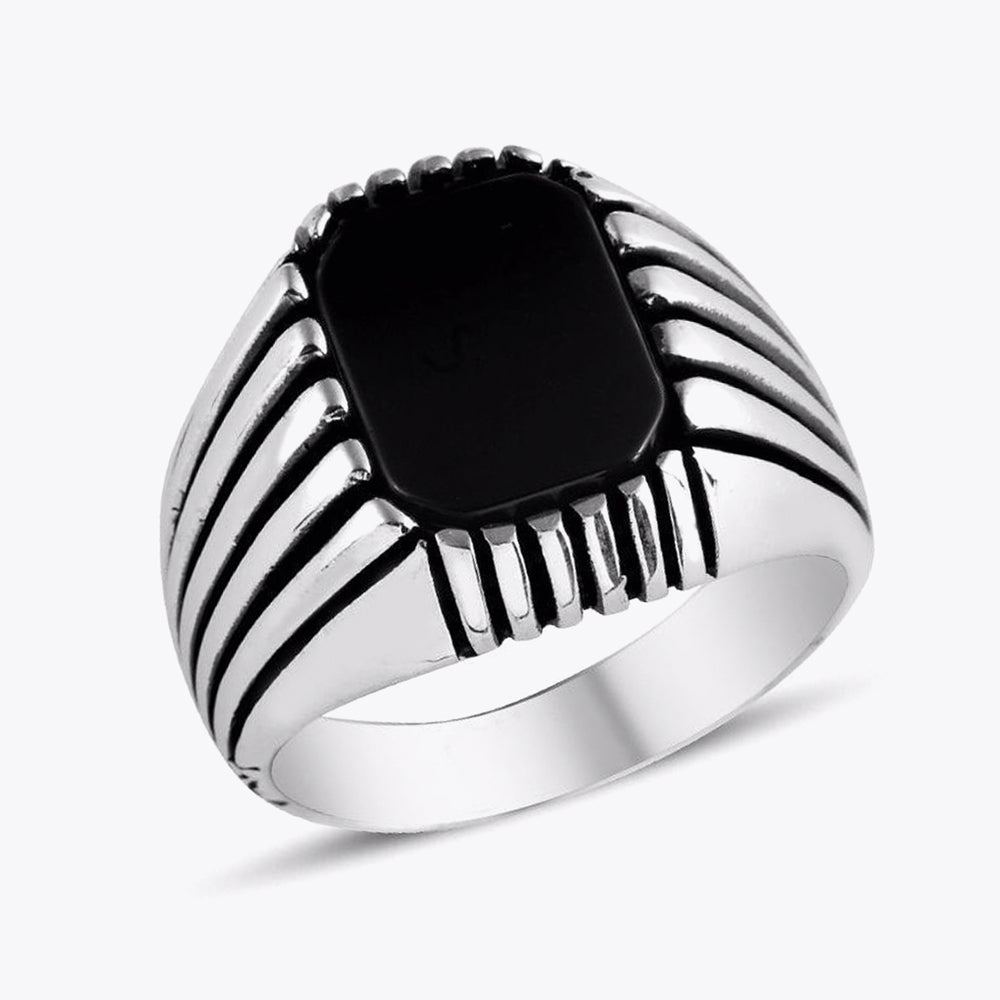 Erkek Siyah Taşlı Yüzük