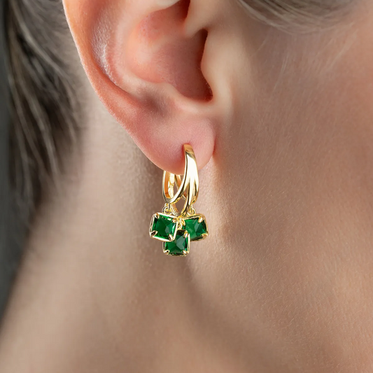 Emerald sparkle - 925 sterling silver green stone earrings