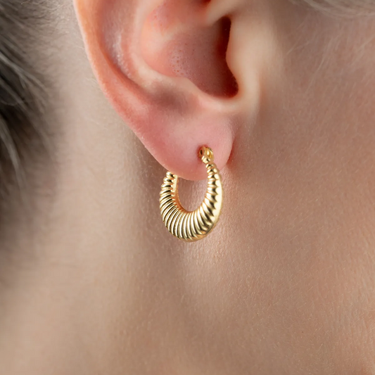 Gold Wave Earrings - 925 Sterling Silver