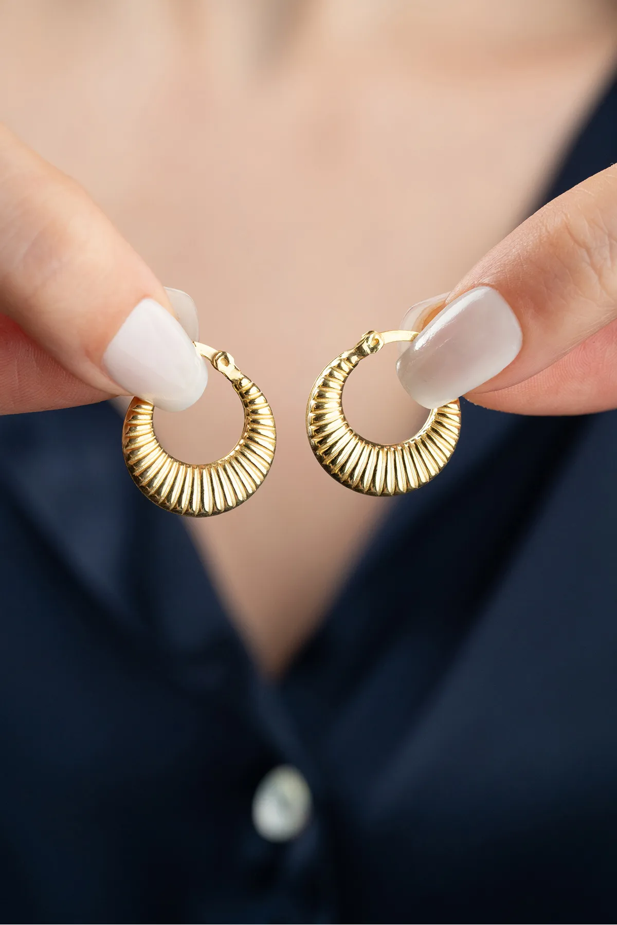 Gold Wave Earrings - 925 Sterling Silver