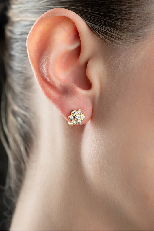 925er Silber Ohrringe mit Zirkonia in Blumenform