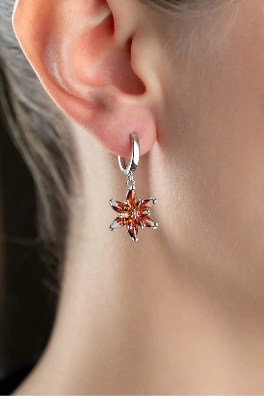 925er Silber Granat Ohrringe