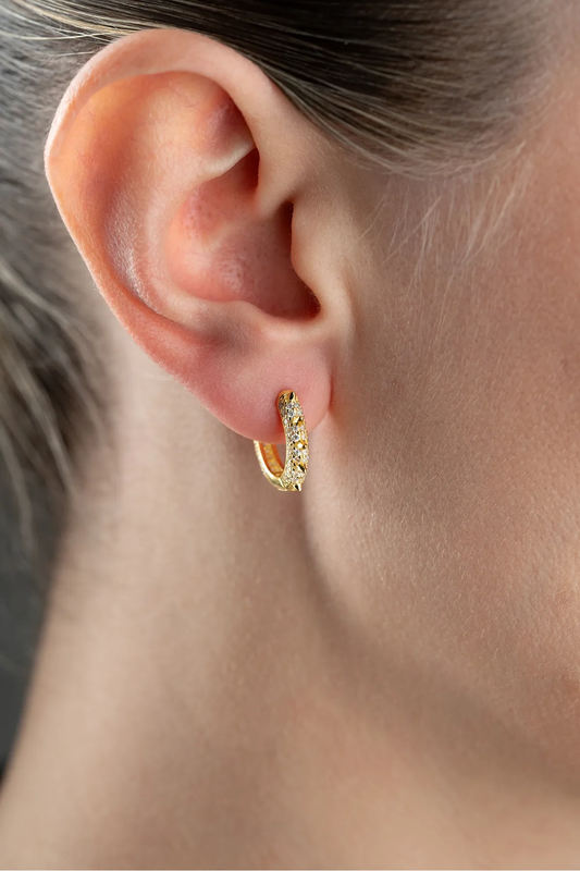 925er Silber Creolen mit Zirkonia und Nieten