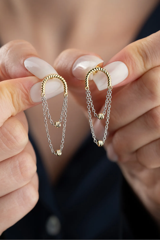 925er Silber Ohrringe mit Ketten