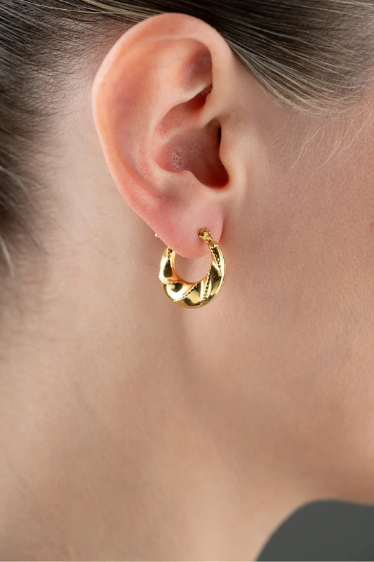 925er Vergoldete Creolen mit Struktur