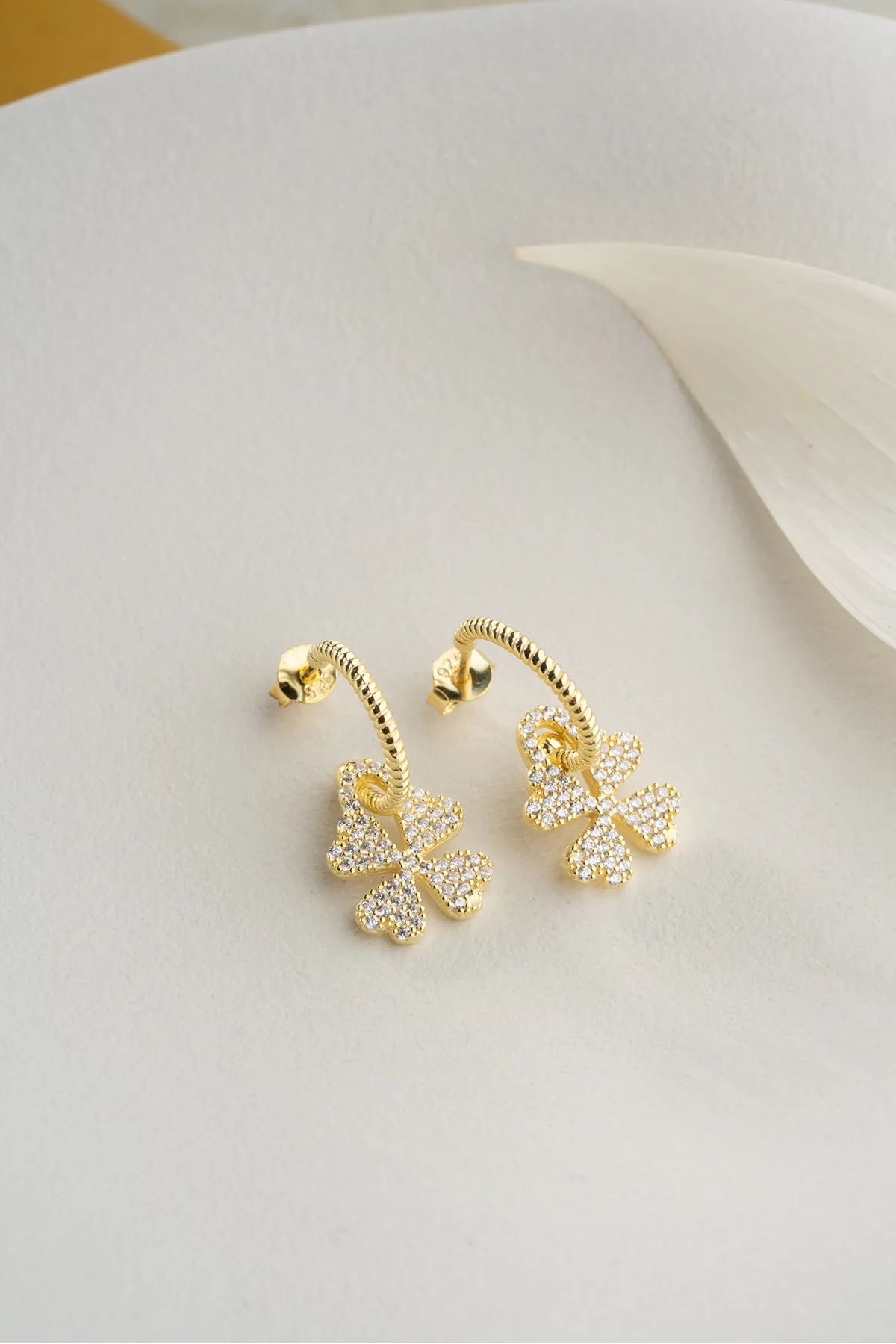 925 boucles d'oreilles en pierre de trèfle en argent sterling