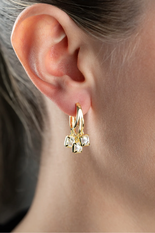 925er Silber Ohrhänger mit Quadratischen Zirkoniasteinen