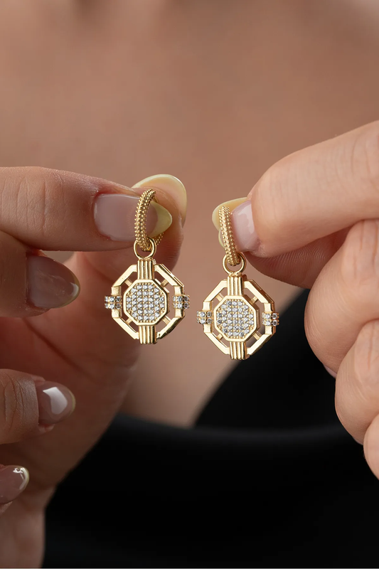 Boucles d'oreilles en pierre géométrique