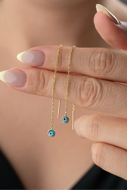 Boucles d'oreilles balancées en perles de nazar