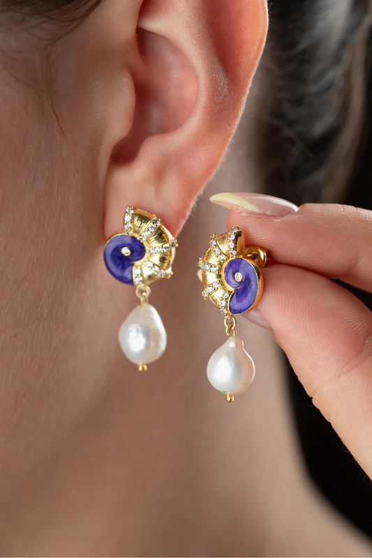 925er Silber Ohrringe mit Lila Akzenten & Perle