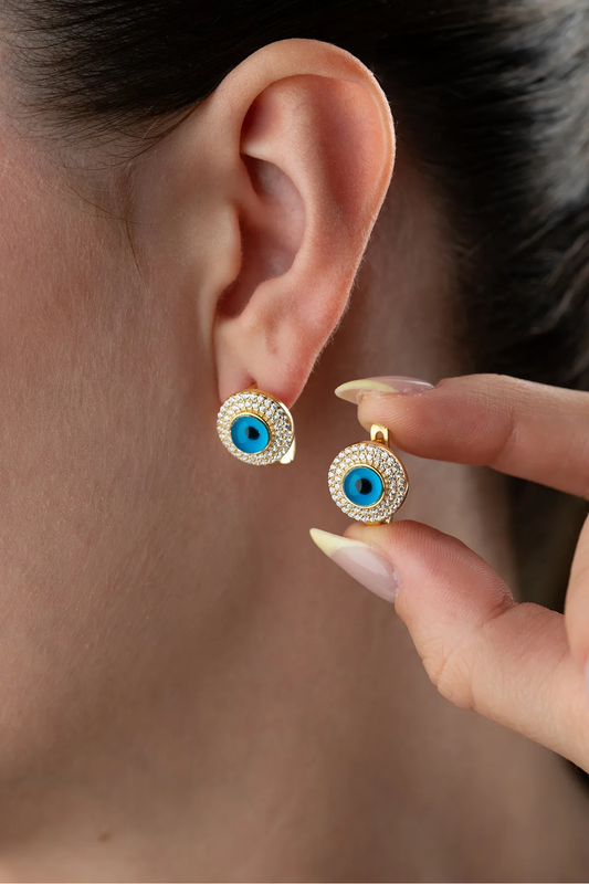 Boucles d'oreilles en pierre en perles de nazar