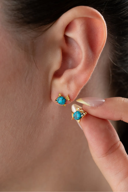 Boucles d'oreilles de poisson - pierre turquoise