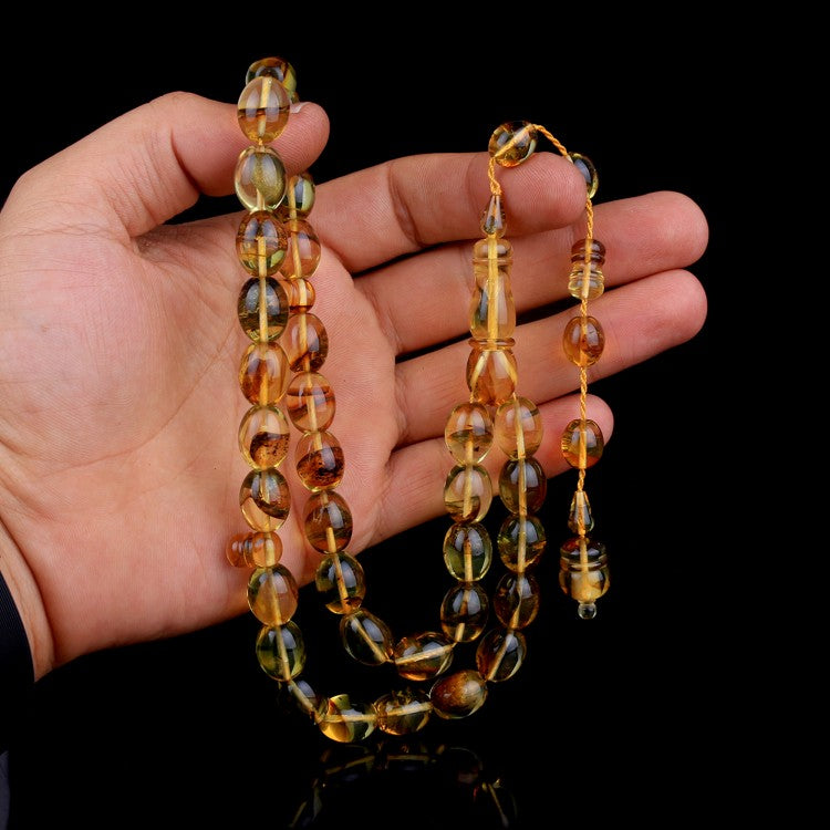 Sistemli Püskül Büyük Boy Damla Kehribar Tesbih