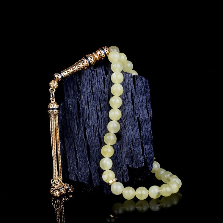 Gold Plated Silver Set Tassel Damla Amber Rosary