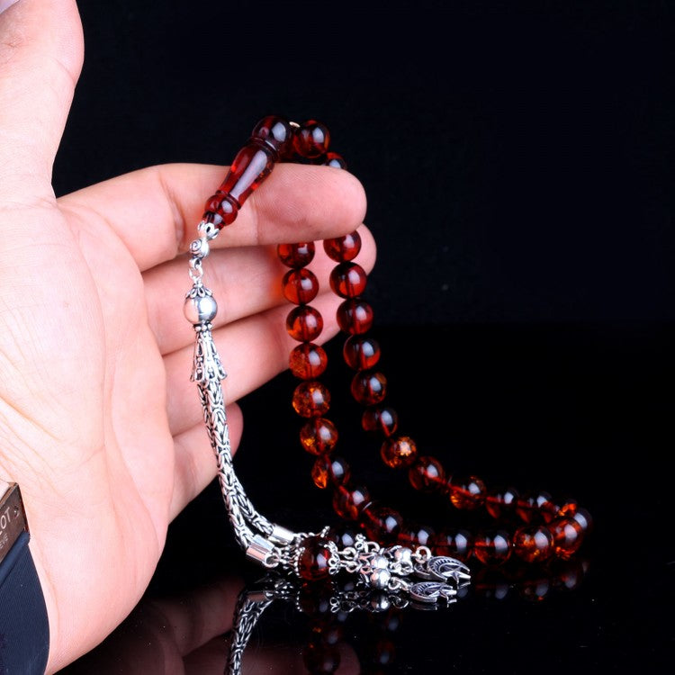 Original Drop Amber Rosary – Silver Tassel