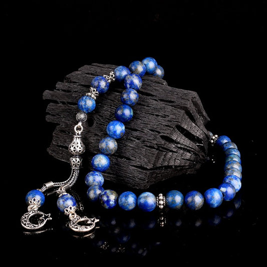 925 Ayar Gümüş Ay yıldız Model Lapis Taşı Tesbih