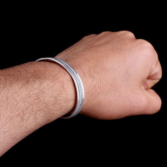 Armor Patterned 925 Sterling Silver Men's Bracelet