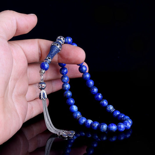 925 Sterling Silver Model Genuine Lapis Stone Tesbih