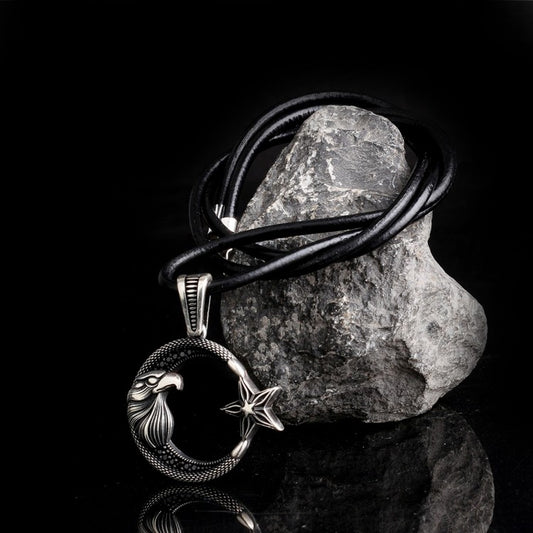Moon Yıldız Kartal Designed Silver Necklace
