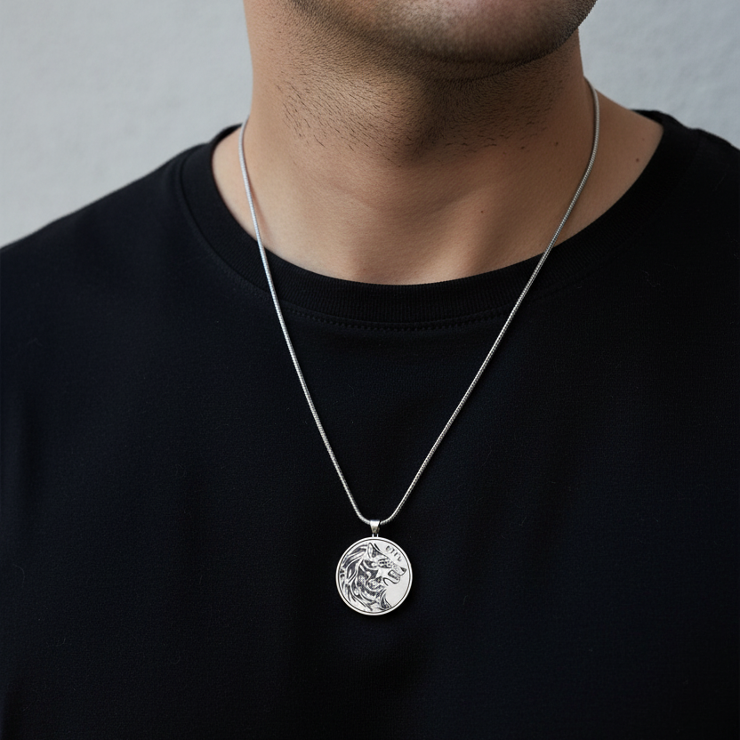 925 Ayar Gümüş Göktürkçe TÜRK Yazılı Kurt Kolye