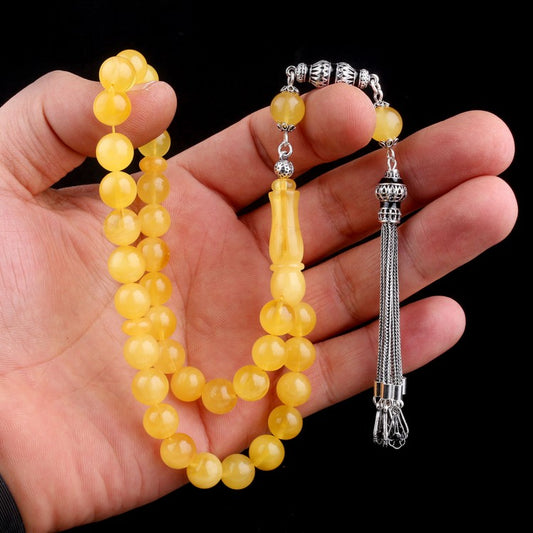 925 Émail en émail argent sterling Drop Amber Tesbih