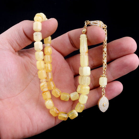 Capsule argentée plaquée dorée Drop baisse de l'ambre Tesbih